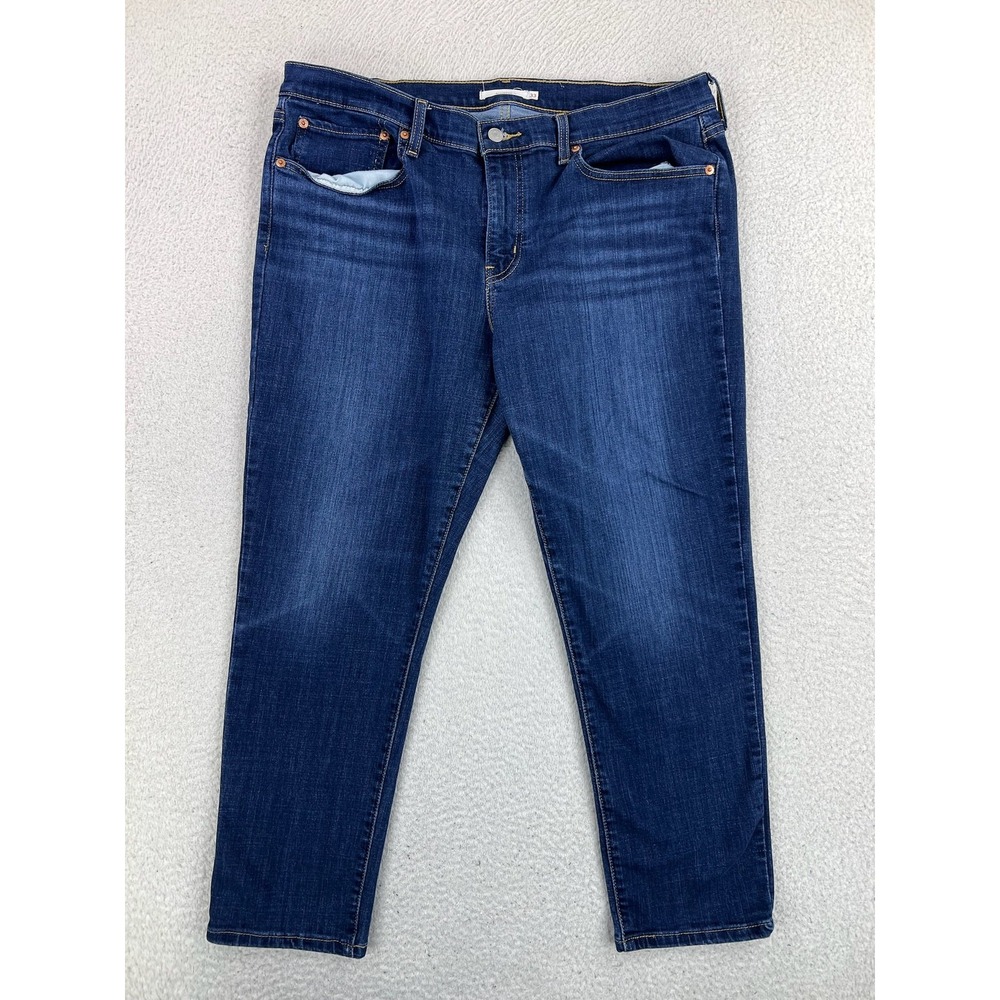 Levis Boyfriend Jeans Womens 33x27 Blue Medium Wash Mid Rise Stretch Denim